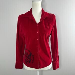 Y2k Harley Davidson corduroy button up shirt size M